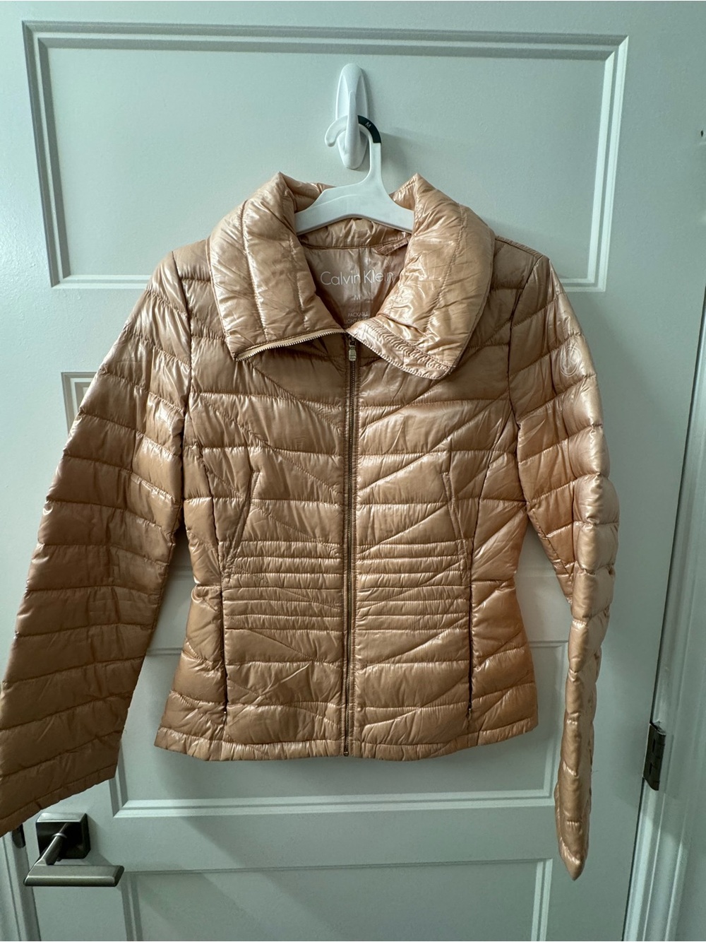 Calvin Klein Quilted Puffer Jacket in Champagne Beige NWOT